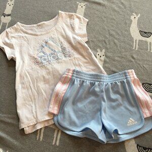 Adidas GIrl Graphic Tee & Mesh Shorts Set 6T
